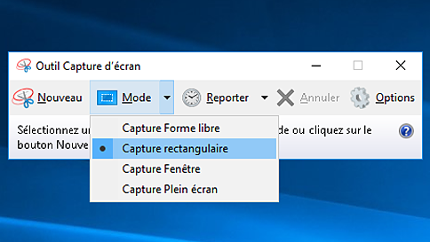 outil capture windows 10 modes